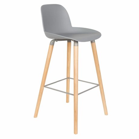 Zuiver Bar chair Albert Kuip light gray plastic wood 50x48x99cm