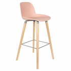 Zuiver Bar chair Albert Kuip pink plastic wood 50x48x99cm