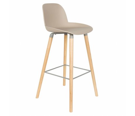 Zuiver Barstool Albert Kuip Taupebraun plastic wood 50x48x99cm