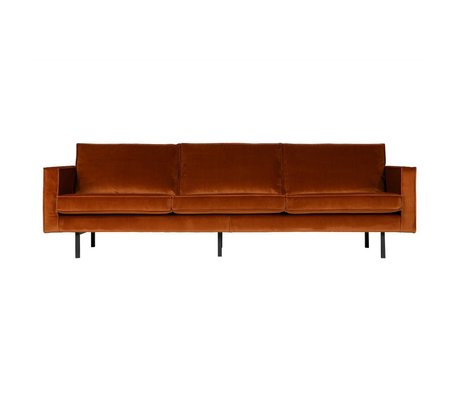 BePureHome 3-personers sofa Rodeo rust appelsin fløjl fløjl 85x277x86cm