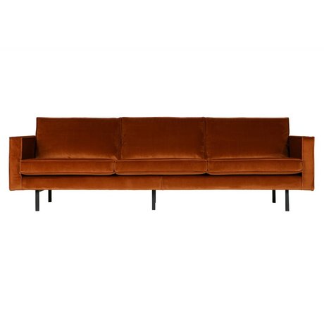 BePureHome 3-personers sofa Rodeo rust appelsin fløjl fløjl 85x277x86cm