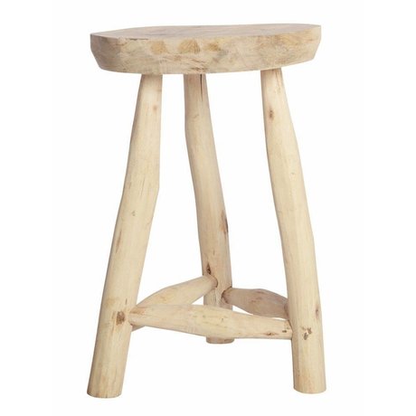 Housedoctor Sgabello in legno nudo, H48cm Ø31cm