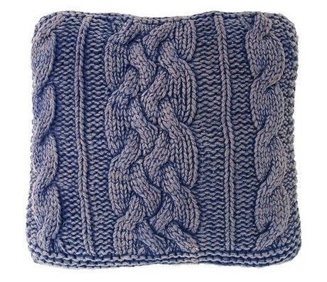 HK-living Pillows handknotted stonewash, blue, 50x50cm