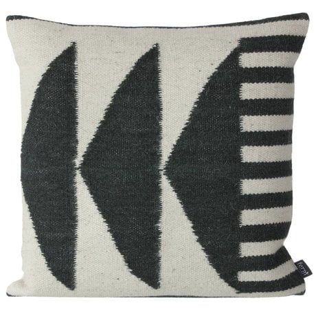 Ferm Living Pillows Kilim Black Triangles, black / gray, 50x50cm