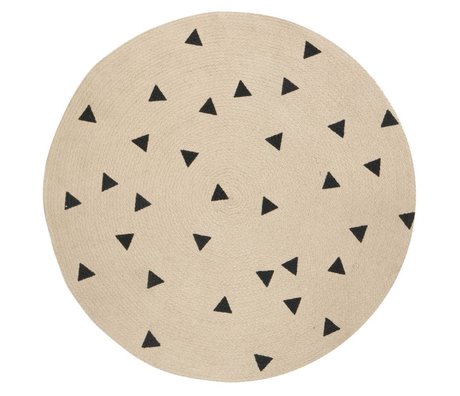 Ferm Living Alfombra ronda Triángulo, natural marrón / negro, Ø100cm