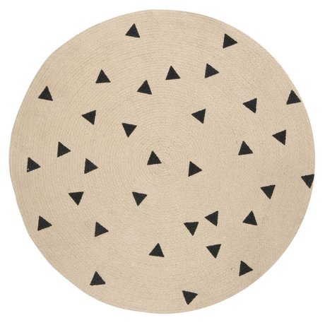 Ferm Living Tapis rond Triangle, brun naturel / noir, Ø100cm