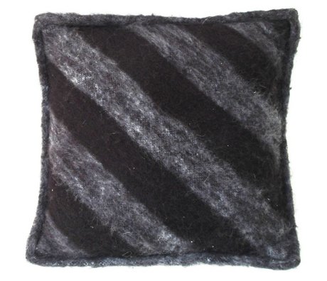 HK-living Coussin en laine, noir / gris, 50x50cm