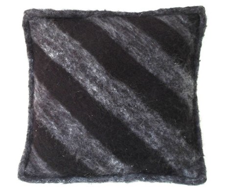 HK-living Cuscino in lana, nero / grigio, 50x50cm