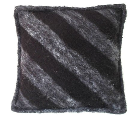 HK-living Cushion in wool, black / gray, 50x50cm