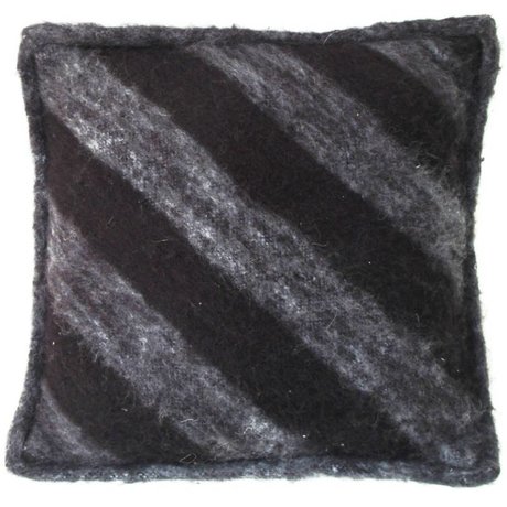 HK-living Cushion in wool, black / gray, 50x50cm