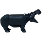 HK-living Nilpferd geo aus Holz, schwarz, 35x9,5x19cm