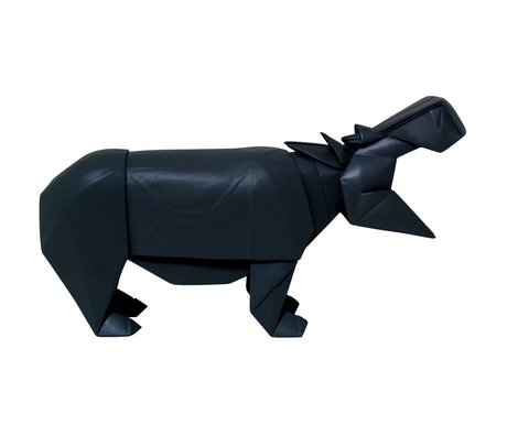 HK-living Hippo geo wooden, black, 35x9,5x19cm