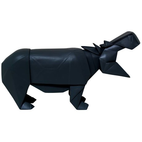 HK-living Hippo geo wooden, black, 35x9,5x19cm