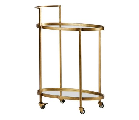 BePureHome Trolley push antique brass gold metal 86x67x35cm
