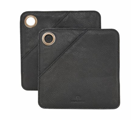 Housedoctor Grydelapper 2 stykker sort læder 20.5x20.5cm