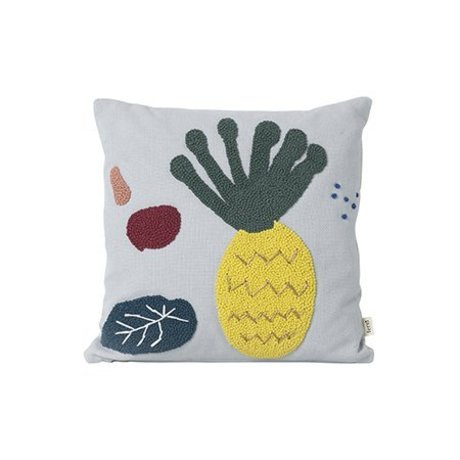 Ferm Living la luz de piña de cojín de algodón azul lienzo 40x40cm