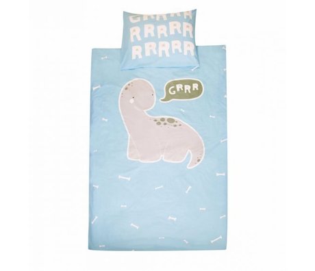 Funda de techo Brontosaurus azul algodón 140x200 cm incluye funda de cojín 60x70cm