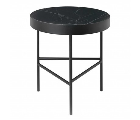 Ferm Living Table d'appoint marbre marbre noir métal Ø40x45cm