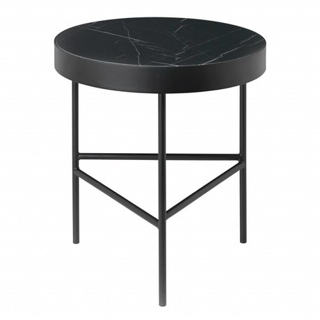 Ferm Living Mesa auxiliar Mármol negro mármol metalizado Ø40x45cm