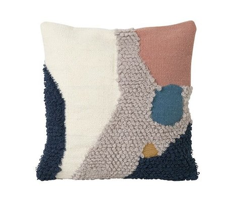 Ferm Living Throw Pillow Loop Paysage Toile de laine multicolore 50x50cm