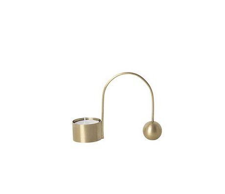 Ferm Living Tealight holder balance golden metal 10.6x9x2.6cm