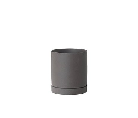 Ferm Living Maceta Sekki gris cerámica medio Ø15,7x13,5cm