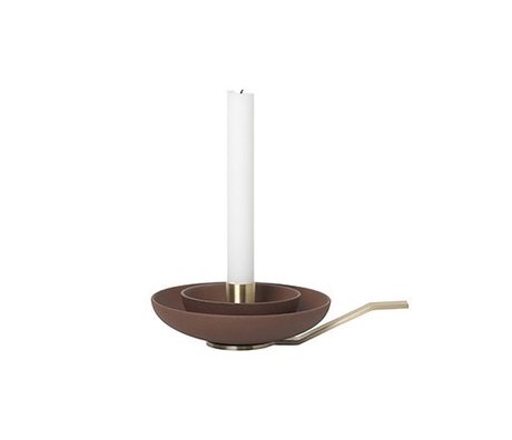 Ferm Living Candelabro in metallo ceramica color oro rosso-bruno 5,4x23x4cm