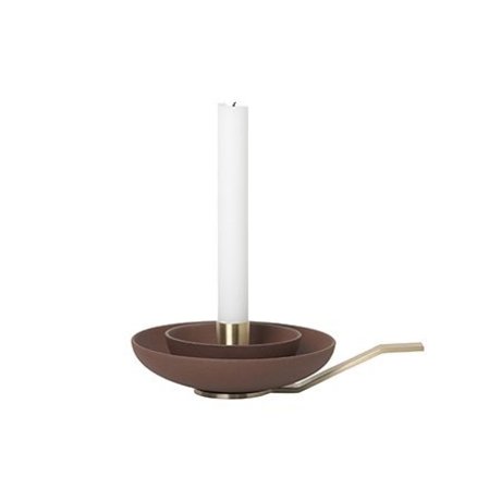 Ferm Living Candlestick Around red-brown gold-colored ceramic metal 5,4x23x4cm