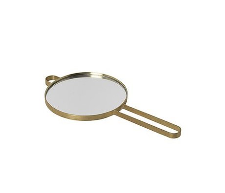 Ferm Living Specchio a mano in metallo color oro poise 28,5x14,5x1cm