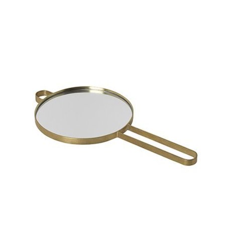 Ferm Living Espejo de mano poise gold metal glass glass 28.5x14.5x1cm