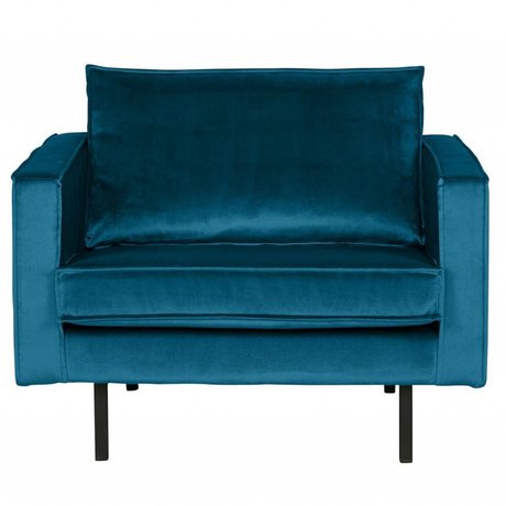 BePureHome Poltrona Rodeo in velluto blu 105x86x85cm