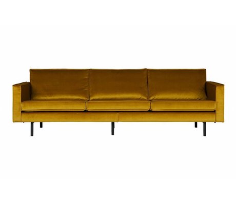 BePureHome Canapé Rodeo 3 places velours ocre jaune 85x277x86cm