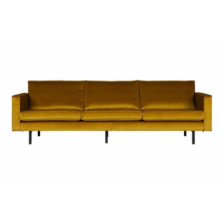 BePureHome Divano Rodeo velluto giallo ocra 3 posti 85x277x86 cm