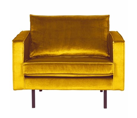 BePureHome Fauteuil Rodeo ocre-velours jaune 105x86x85cm