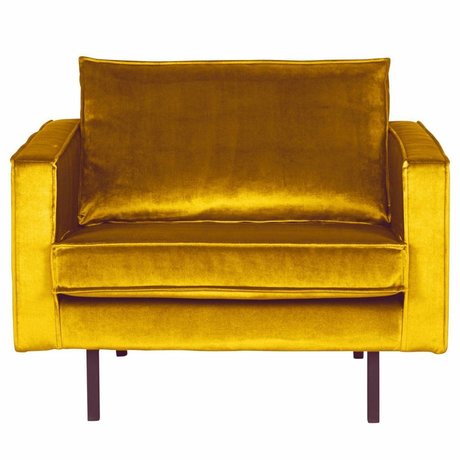 BePureHome Fauteuil Rodeo ocre-velours jaune 105x86x85cm