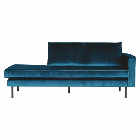 BePureHome Sofá cama de terciopelo azul derecho 203x86x85cm