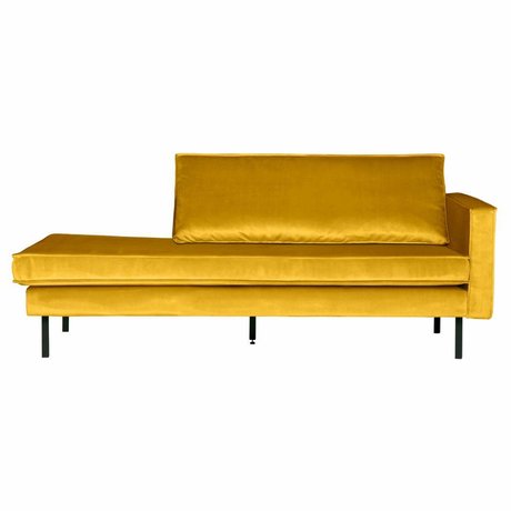 BePureHome Sofa dagbed højre otter-gul fløjl 203x86x85cm