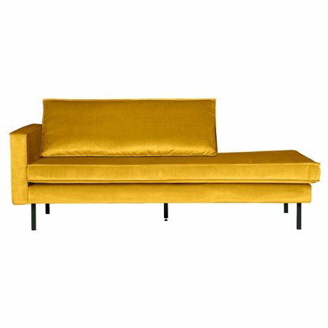 BePureHome Bank Daybed left ocher yellow velvet velvet 203x86x85cm