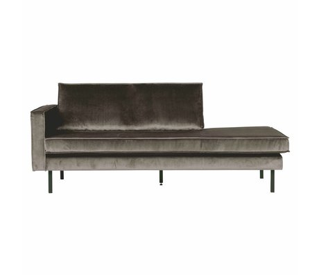 BePureHome Canapé Daybed gauche velours brun taupe 203x86x85cm