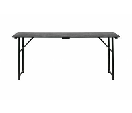 Dining Table Army Black Wood Metal 75 1x180x80cm Lefliving Com