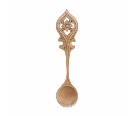 HK-living Hand carved spoon Elegant brown wood 18,5x4,5x2,5cm