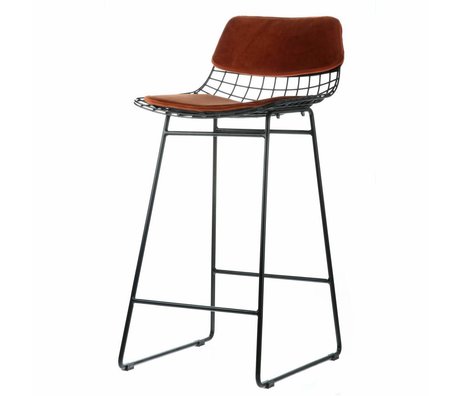HK-living Komfort sæt fløjl terracotta farve til metal wire barstole