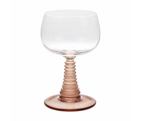 HK-living Vin glas med drejede fod rosa glas 8,5x8,5x13,5cm