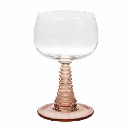HK-living Weinglas mit gedrehtem Fuß rosa Glas 8,5x8,5x13,5cm