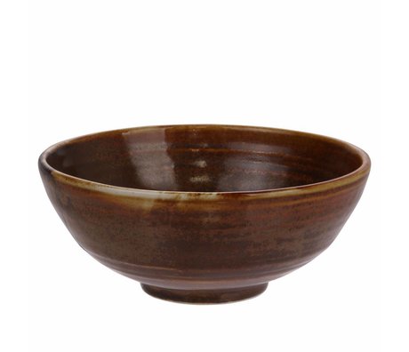 HK-living Salad bowl Kyoto rustic brown porcelain 18x18x7cm