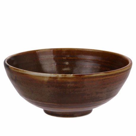 HK-living Salad bowl Kyoto rustic brown porcelain 18x18x7cm