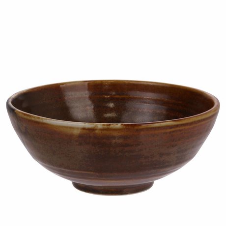 HK-living Salatskål Kyoto rustik brun porcelæn 18x18x7cm