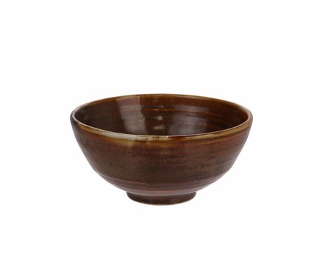 HK-living Bol à dessert Kyoto rustique en porcelaine brune 11,5x11,5x5cm