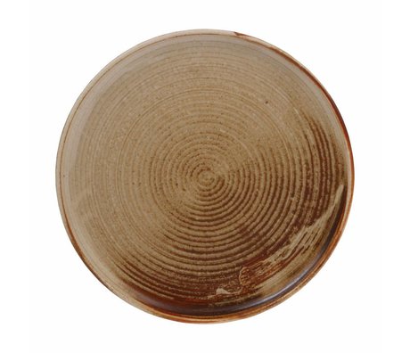 HK-living Piatto Kyoto Diner rustico in porcellana marrone 26x26x3cm