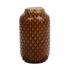 HK-living Jarrón marrón vidriada cerámica 10x10x18cm